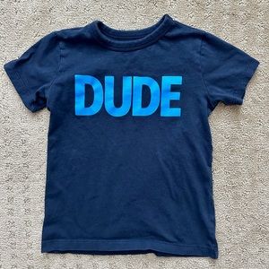 J. Crew Crewcuts Boys XS Navy DUDE Short Sleeve Shirt